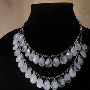 Aquamarine silver costume necklace